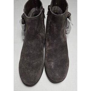 Vaneli Sport Dommie Brown Suede Ankle Boots Side Zip Wedge Booties Womens 5M‎